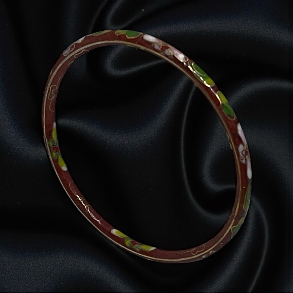 Cloisonne Vintage Floral Bangle Bracelet